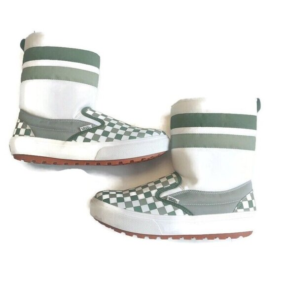 Vans Slip On Snowboot Mens Size 6 Womens 7.5 Vansguard Checks Seagrass Green - Picture 2 of 9